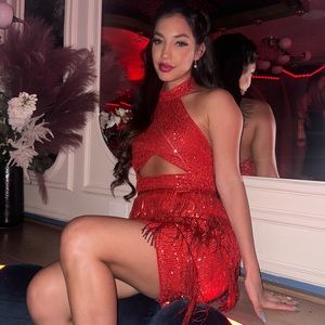 Red fringe dress
